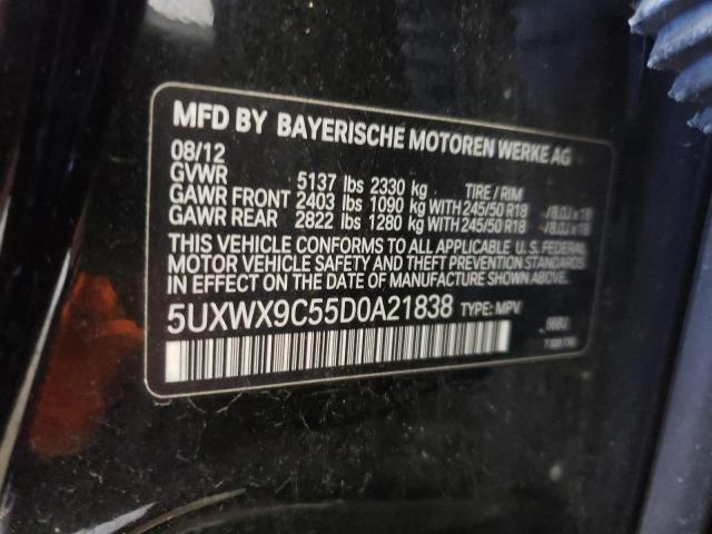 5UXWX9C55D0A21838 - 2013 BMW X3 XDRIVE28I BLACK photo 13