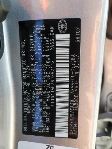 4T1G11AK7RU892413 - 2024 TOYOTA CAMRY SE NIGHT SHADE SILVER photo 13