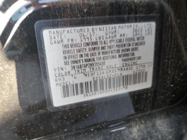 3N1AB7AP2HY355498 - 2017 NISSAN SENTRA S BLACK photo 13