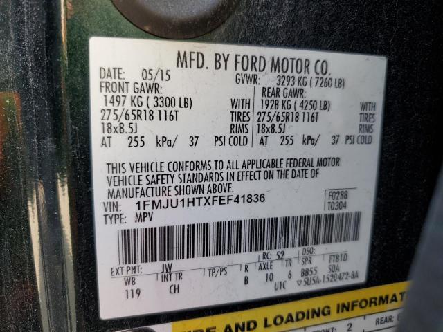 1FMJU1HTXFEF41836 - 2015 FORD EXPEDITION XLT GREEN photo 13