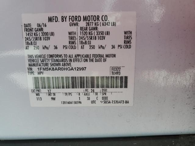 1FM5K8AR0HGA12997 - 2017 FORD EXPLORER POLICE INTERCEPTOR Ağ foto 12