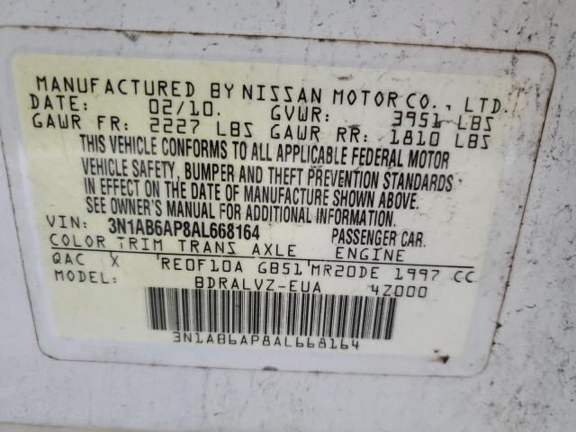 3N1AB6AP8AL668164 - 2010 NISSAN SENTRA 2.0 WHITE photo 12