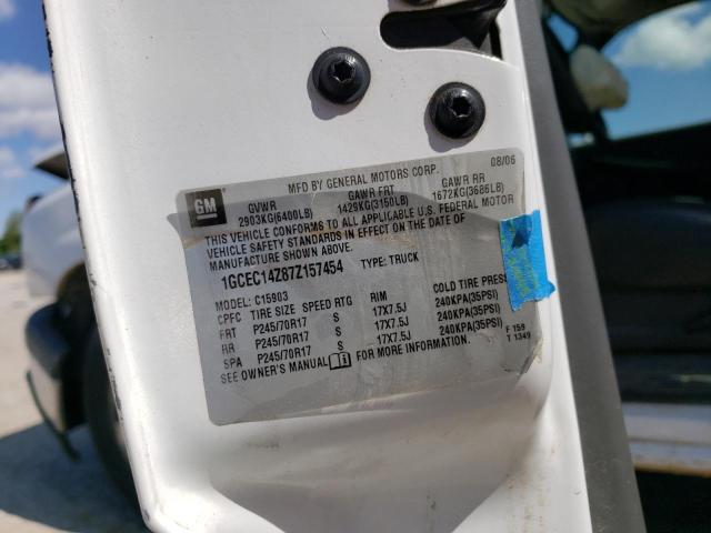 1GCEC14Z87Z157454 - 2007 CHEVROLET SILVERADO C1500 CLASSIC WHITE photo 12