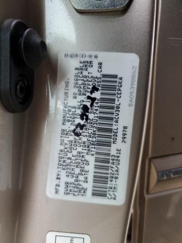 4T1BE30K23U174142 - 2003 TOYOTA CAMRY LE TAN photo 12