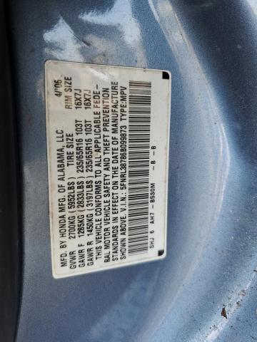 5FNRL38786B099873 - 2006 HONDA ODYSSEY EXL BLUE photo 13