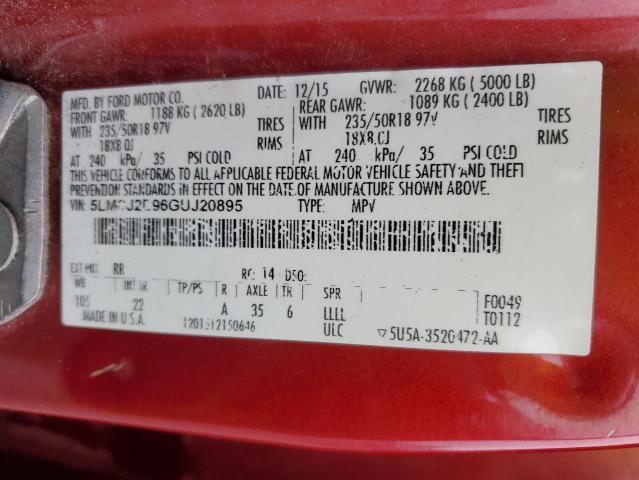 5LMCJ2D96GUJ20895 - 2016 LINCOLN MKC SELECT 红色 照片 13