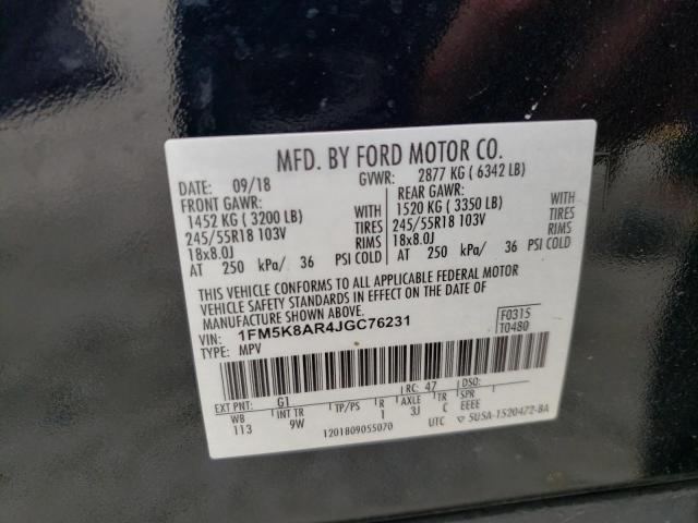 1FM5K8AR4JGC76231 - 2018 FORD EXPLORER POLICE INTERCEPTOR BLACK photo 13