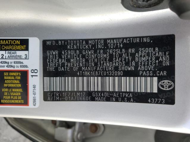 4T1BK1EB7EU132090 - 2014 TOYOTA AVALON BASE SILVER photo 13