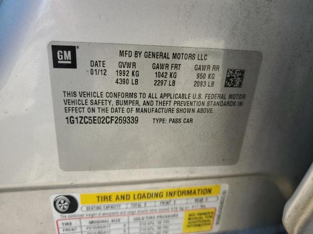 1G1ZC5E02CF269339 - 2012 CHEVROLET MALIBU 1LT SILVER photo 13