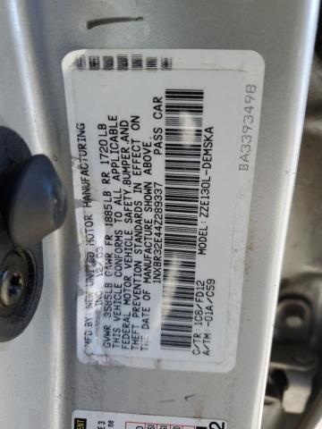 1NXBR32E44Z289337 - 2004 TOYOTA COROLLA CE SILVER photo 12