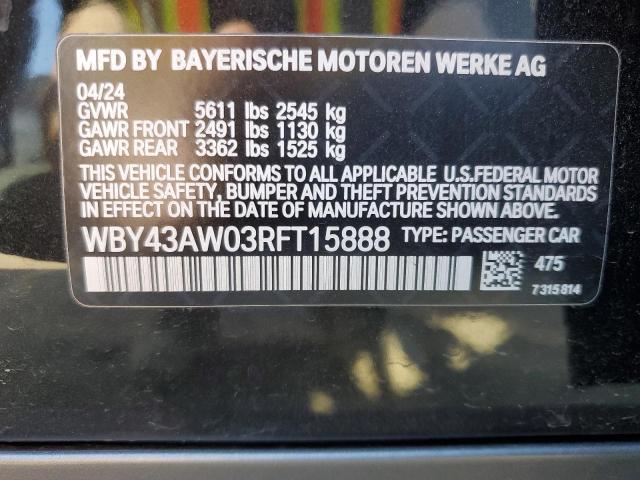 WBY43AW03RFT15888 - 2024 BMW I4 EDRIVE 35 BLACK photo 13