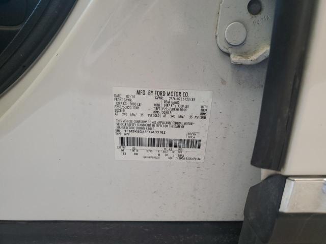 1FM5K8D85FGA33182 - 2015 FORD EXPLORER XLT Սպիտակ լուսանկար 13