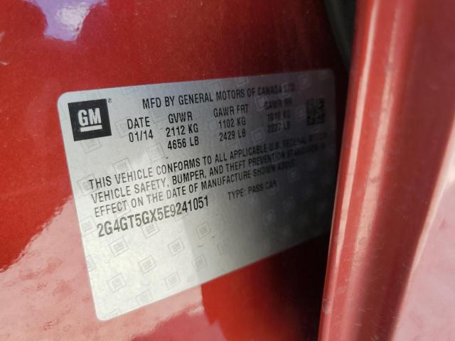 2G4GT5GX5E9241051 - 2014 BUICK REGAL GS Қызыл фото 12