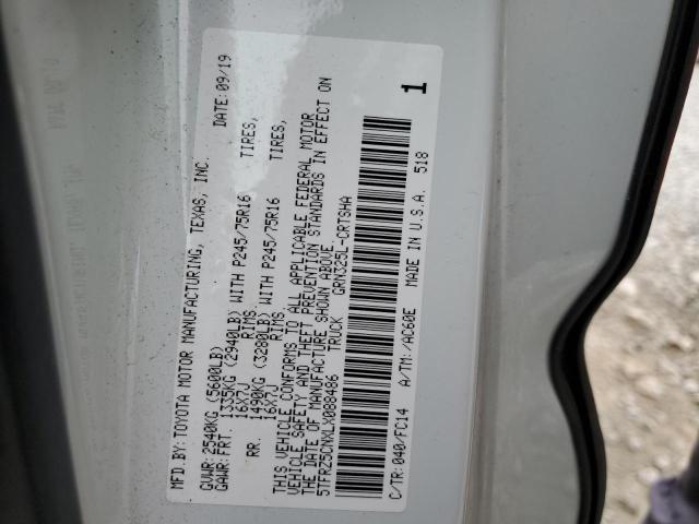 5TFRZ5CNXLX088486 - 2020 TOYOTA TACOMA ACCESS CAB თეთრი ფოტო 13