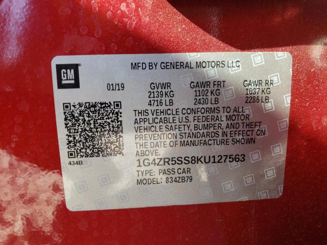 1G4ZR5SS8KU127563 - 2019 BUICK LACROSSE ESSENCE წითელი ფოტო 13