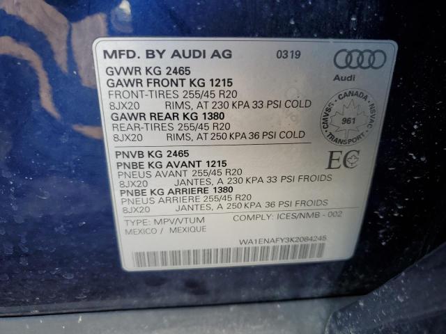 WA1ENAFY3K2084245 - 2019 AUDI Q5 PROGRESSIV S-LINE BLUE photo 13