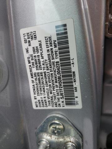 5J6TF2H50BL004228 - 2011 HONDA ACCORD CRO EXL SILVER photo 12