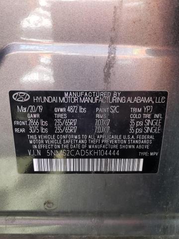 5NMS2CAD5KH104444 - 2019 HYUNDAI SANTA FE SE GRAY photo 14