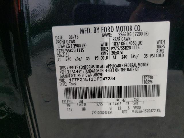 1FTFX1ET2DFD47234 - 2013 FORD F150 SUPER CAB BLACK photo 13