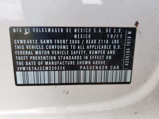3VW1K7AJ2CM339324 - 2012 VOLKSWAGEN JETTA BASE Ağ foto 13