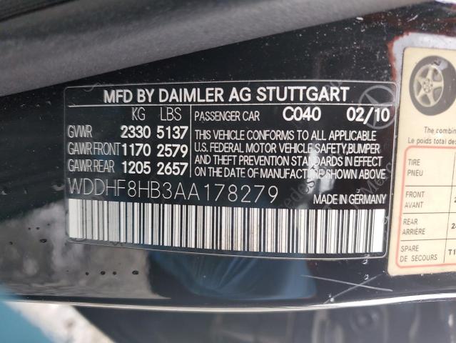 WDDHF8HB3AA178279 - 2010 MERCEDES-BENZ E 350 4MATIC BLACK photo 12