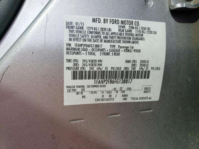 1FAHP2F86FG138817 - 2015 FORD TAURUS LIMITED SILVER photo 12