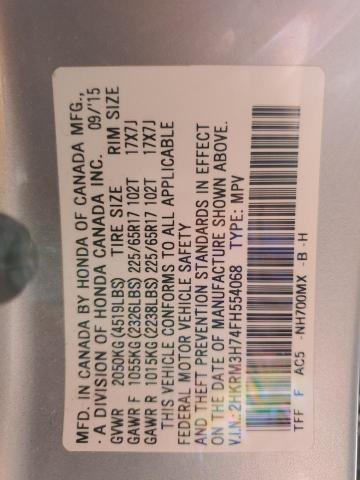 2HKRM3H74FH554068 - 2015 HONDA CR-V EXL فضي صورة 13