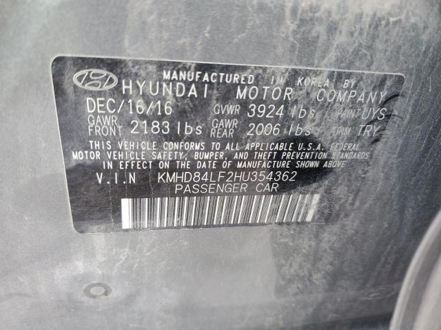 KMHD84LF2HU354362 - 2017 HYUNDAI ELANTRA SE GRAY photo 12