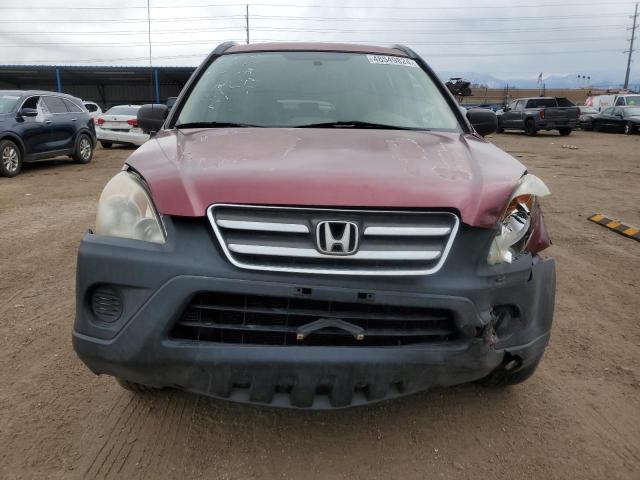 JHLRD78595C028568 - 2005 HONDA CR-V LX RED photo 5