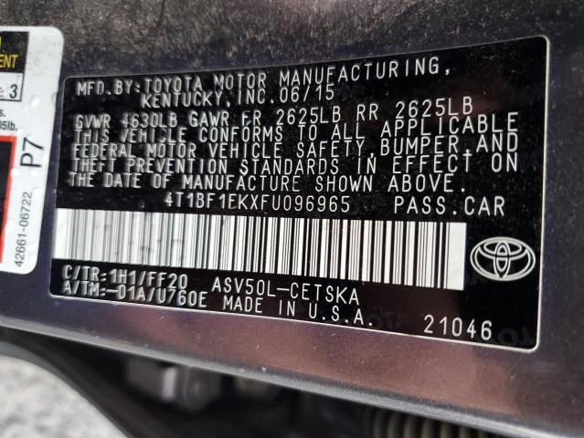 4T1BF1FKXFU096965 - 2015 TOYOTA CAMRY SE LE 灰色 照片 12