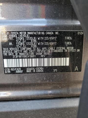 2T3P1RFVXRC419891 - 2024 TOYOTA RAV4 XLE GRAY photo 13