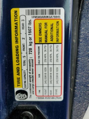 1FM5K8AR0KGA78845 - 2019 FORD EXPLORER POLICE INTERCEPTOR Mavi foto 13