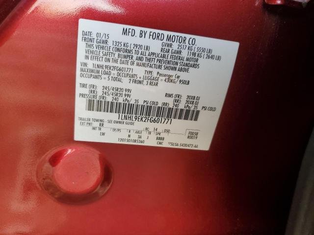 1LNHL9EK2FG601771 - 2015 LINCOLN MKS RED photo 12
