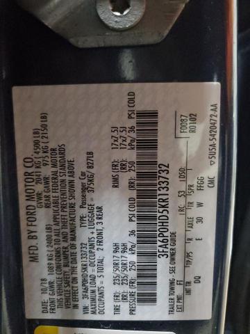 3FA6P0HD5KR133732 - 2019 FORD FUSION SE BLUE photo 13