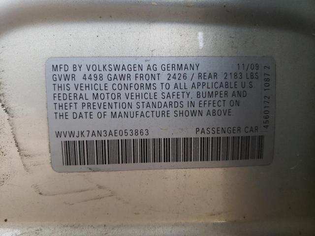 WVWJK7AN3AE053863 - 2010 VOLKSWAGEN PASSAT KOMFORT SILVER photo 12