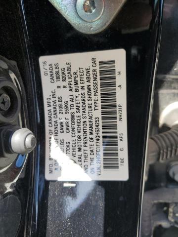 2HGFC1F74GH634253 - 2016 HONDA CIVIC EXL BLACK photo 12