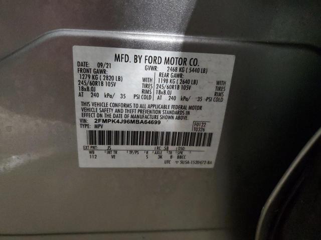 2FMPK4J96MBA64699 - 2021 FORD EDGE SEL SILVER photo 13