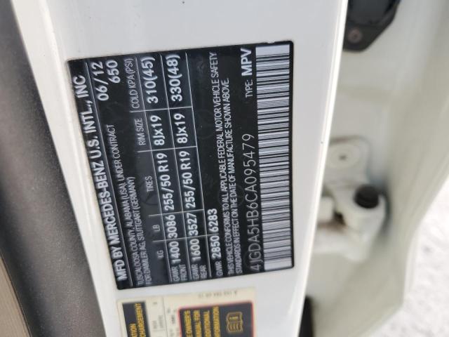 4JGDA5HB6CA095479 - 2012 MERCEDES-BENZ ML 350 4MATIC WHITE photo 13