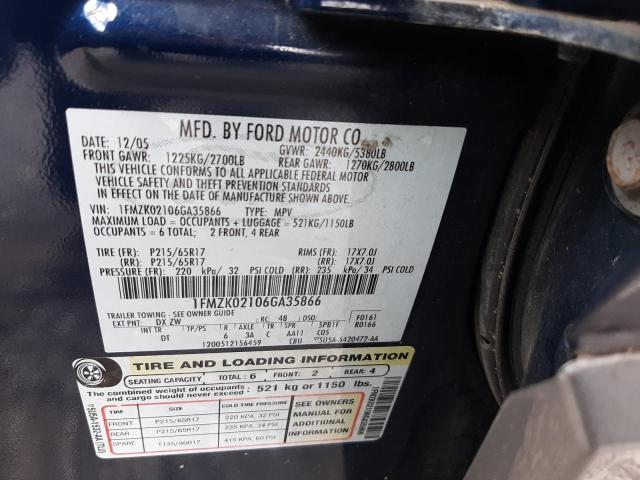 1FMZK02106GA35866 - 2006 FORD FREESTYLE SEL BLUE photo 14