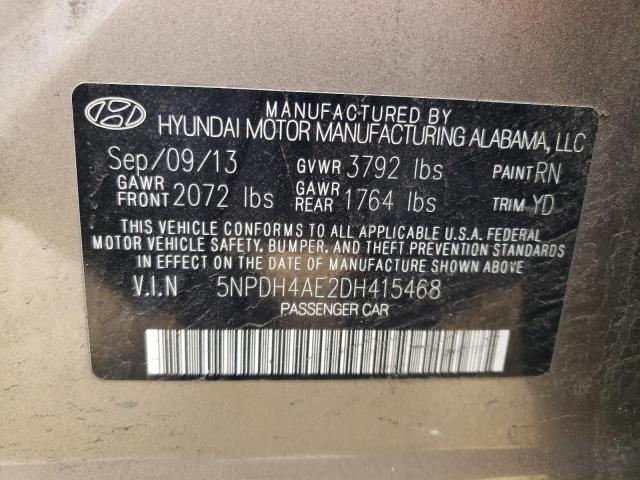 5NPDH4AE2DH415468 - 2013 HYUNDAI ELANTRA GLS TAN photo 12