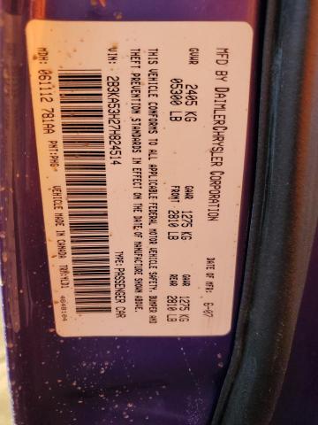 2B3KA53H27H824514 - 2007 DODGE CHARGER R/T PURPLE photo 12