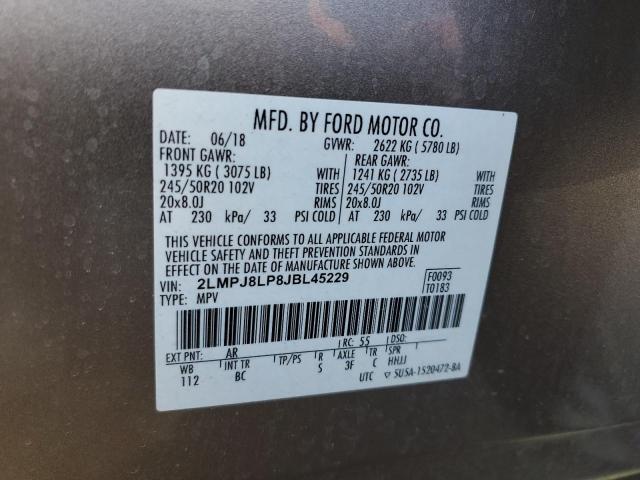 2LMPJ8LP8JBL45229 - 2018 LINCOLN MKX RESERVE أسمر صورة 12