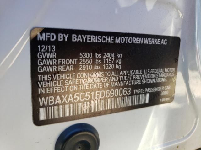 WBAXA5C51ED690063 - 2014 BMW 535 D WHITE photo 13