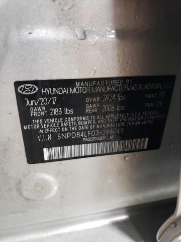 5NPD84LF0JH246049 - 2018 HYUNDAI ELANTRA SEL SILVER photo 12