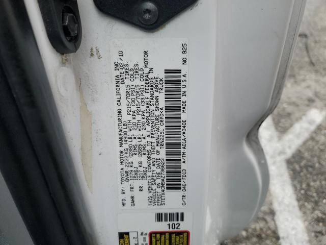 5TETX4CN9AZ736623 - 2010 TOYOTA TACOMA ACCESS CAB Ақ фото 12