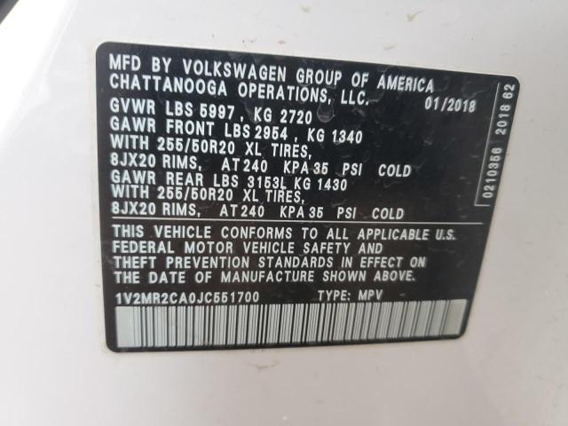 1V2MR2CA0JC551700 - 2018 VOLKSWAGEN ATLAS SEL Ağ foto 13