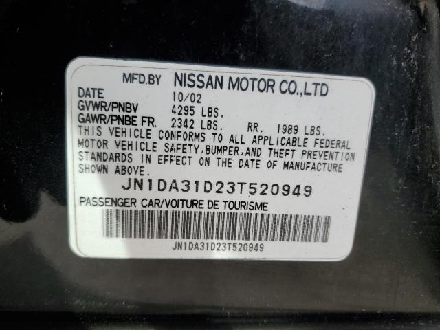 JN1DA31D23T520949 - 2003 NISSAN MAXIMA GLE BLACK photo 13