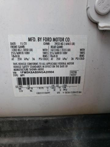 1FM5K8AB9NGA20904 - 2022 FORD EXPLORER POLICE INTERCEPTOR أسود صورة 14