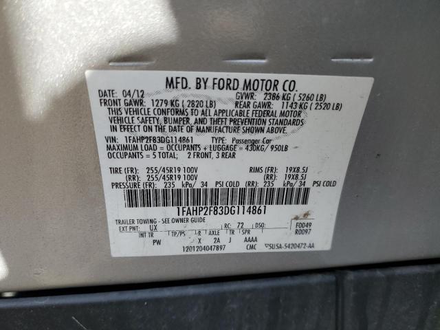 1FAHP2F83DG114861 - 2013 FORD TAURUS LIMITED SILVER photo 12