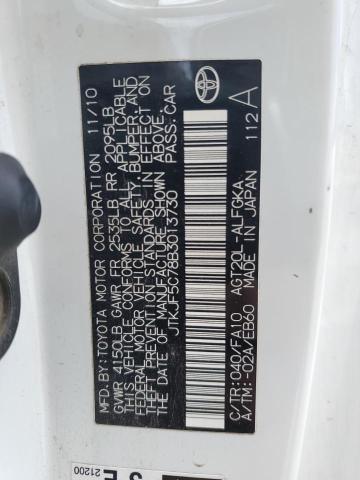 JTKJF5C78B3013730 - 2011 TOYOTA SCION TC 白色 照片 12